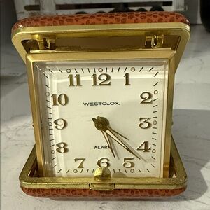 Westlock Gold and Brown Travel Alarm Clock